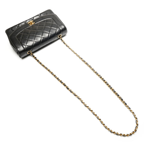 CHANEL Diana 25 Matelasse Lambskin Chain, No. 2, 1991-1993 Shoulder Bag black WS26798
