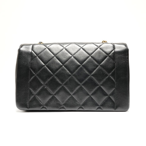 CHANEL Diana 25 Matelasse Lambskin Chain, No. 2, 1991-1993 Shoulder Bag black WS26798