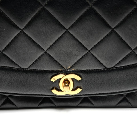CHANEL Diana 25 Matelasse Lambskin Chain, No. 2, 1991-1993 Shoulder Bag black WS26798