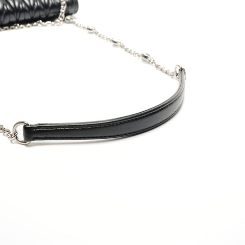 Miu Miu Leather Matelasse Camera Bag with Flap, Small, 5BP065 Shoulder Bag black WS26803