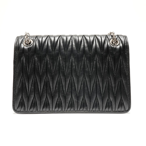 Miu Miu Leather Matelasse Camera Bag with Flap, Small, 5BP065 Shoulder Bag black WS26803