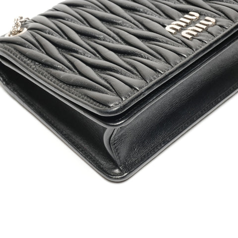 Miu Miu Leather Matelasse Camera Bag with Flap, Small, 5BP065 Shoulder Bag black WS26803