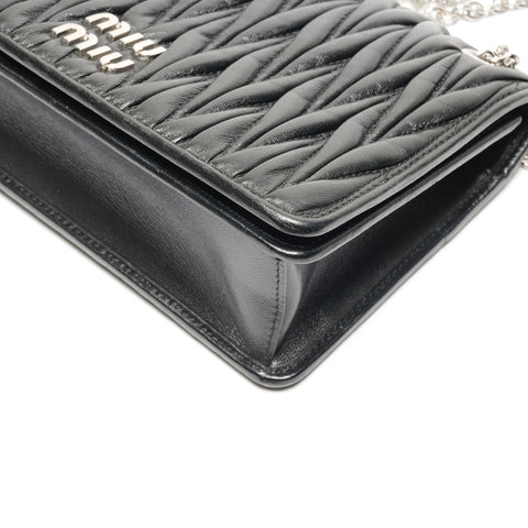 Miu Miu Leather Matelasse Camera Bag with Flap, Small, 5BP065 Shoulder Bag black WS26803