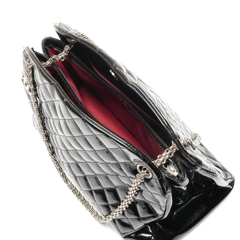 CHANEL No. 14 2010-2012 Patent Leather Matelasse Chain Mademoiselle Shoulder Bag black WS26804