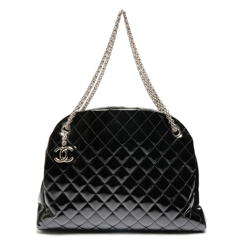 CHANEL No. 14 2010-2012 Patent Leather Matelasse Chain Mademoiselle Shoulder Bag black WS26804