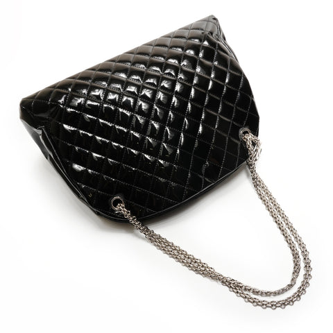 CHANEL No. 14 2010-2012 Patent Leather Matelasse Chain Mademoiselle Shoulder Bag black WS26804