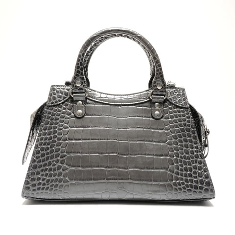 BALENCIAGA Embossed Leather Neo City 2way Handbag gray WS26806