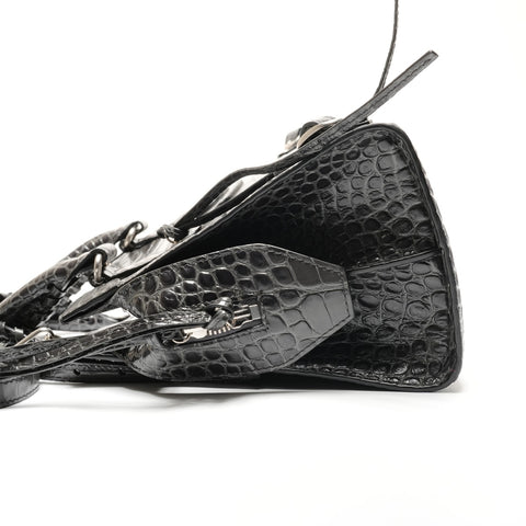 BALENCIAGA Embossed Leather Neo City 2way Handbag gray WS26806