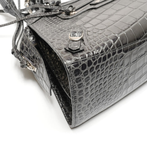 BALENCIAGA Embossed Leather Neo City 2way Handbag gray WS26806