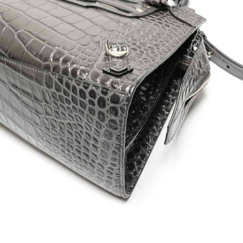 BALENCIAGA Embossed Leather Neo City 2way Handbag gray WS26806
