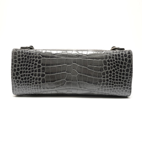 BALENCIAGA Embossed Leather Neo City 2way Handbag gray WS26806