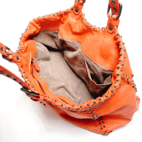 BOTTEGAVENETA Leather studs INTRECCIATO Tote Bag Orange WS26808