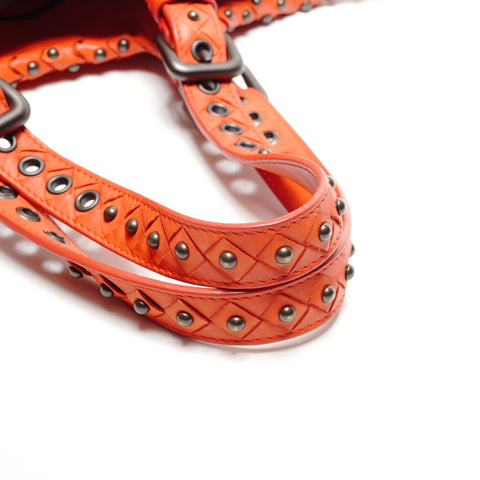 BOTTEGAVENETA Leather studs INTRECCIATO Tote Bag Orange WS26808