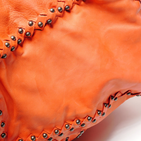 BOTTEGAVENETA Leather studs INTRECCIATO Tote Bag Orange WS26808