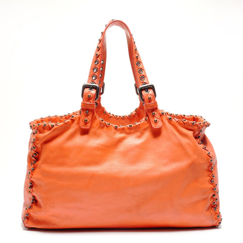 BOTTEGAVENETA Leather studs INTRECCIATO Tote Bag Orange WS26808