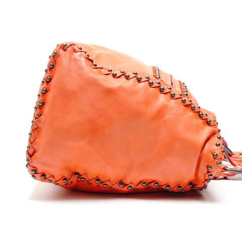 BOTTEGAVENETA Leather studs INTRECCIATO Tote Bag Orange WS26808