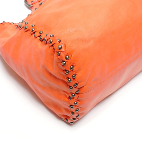 BOTTEGAVENETA Leather studs INTRECCIATO Tote Bag Orange WS26808