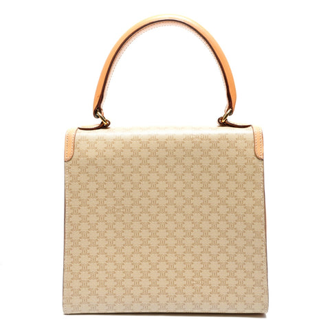 CELINE Macadam Top Handle 2-way PVC Handbag beige WS26811