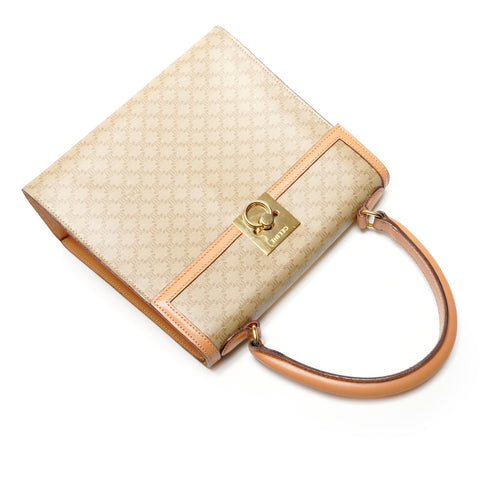 CELINE Macadam Top Handle 2-way PVC Handbag beige WS26811