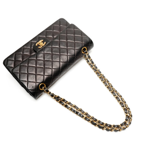 CHANEL Double flap Matelasse lambskin 9.8" No. 6 2000-2002 Shoulder Bag black WS26812