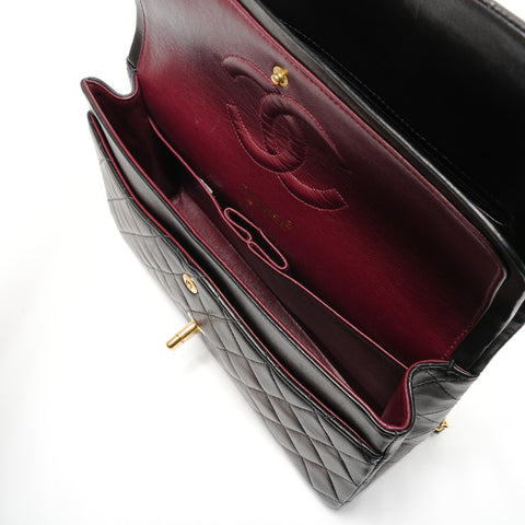 CHANEL Double flap Matelasse lambskin 9.8" No. 6 2000-2002 Shoulder Bag black WS26812