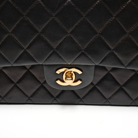 CHANEL Double flap Matelasse lambskin 9.8" No. 6 2000-2002 Shoulder Bag black WS26812