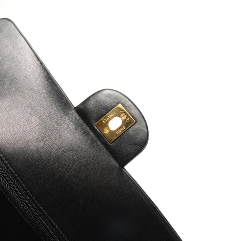 CHANEL Double flap Matelasse lambskin 9.8" No. 6 2000-2002 Shoulder Bag black WS26812