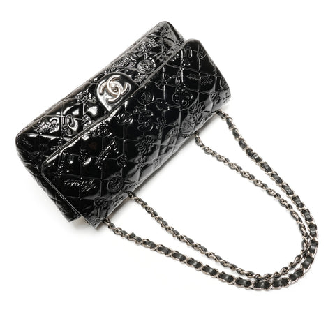 CHANEL Icon Motif Patent Leather Matelasse Chain 14 Series 2010-2011 Shoulder Bag black WS26813