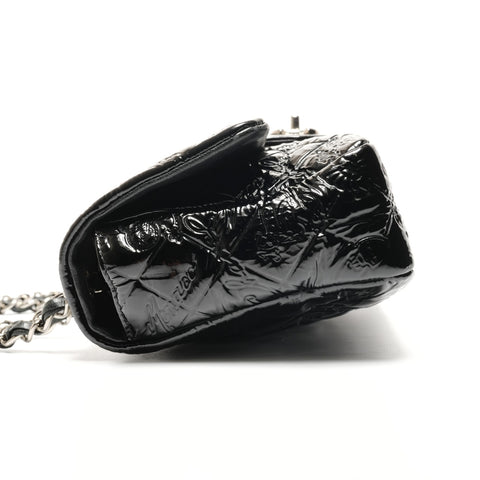 CHANEL Icon Motif Patent Leather Matelasse Chain 14 Series 2010-2011 Shoulder Bag black WS26813