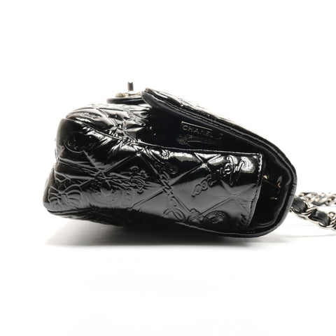 CHANEL Icon Motif Patent Leather Matelasse Chain 14 Series 2010-2011 Shoulder Bag black WS26813