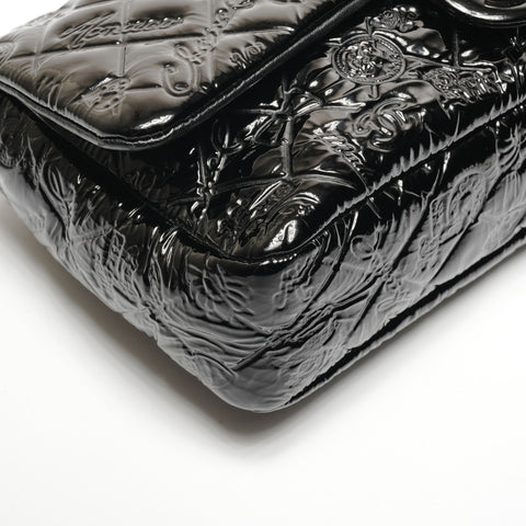 CHANEL Icon Motif Patent Leather Matelasse Chain 14 Series 2010-2011 Shoulder Bag black WS26813