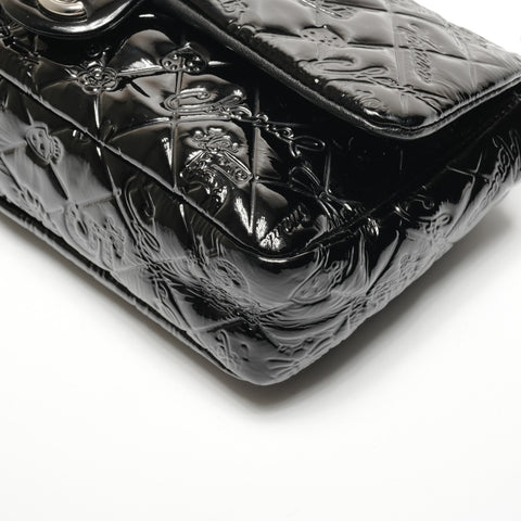 CHANEL Icon Motif Patent Leather Matelasse Chain 14 Series 2010-2011 Shoulder Bag black WS26813