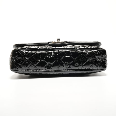 CHANEL Icon Motif Patent Leather Matelasse Chain 14 Series 2010-2011 Shoulder Bag black WS26813
