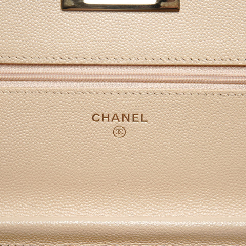 CHANEL Caviar Chain Wallet Matelasse 28 Series 2019 Shoulder Bag beige WS26814