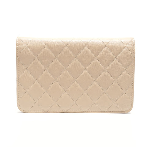 CHANEL Caviar Chain Wallet Matelasse 28 Series 2019 Shoulder Bag beige WS26814