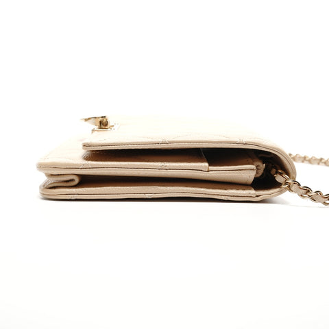 CHANEL Caviar Chain Wallet Matelasse 28 Series 2019 Shoulder Bag beige WS26814