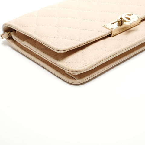 CHANEL Caviar Chain Wallet Matelasse 28 Series 2019 Shoulder Bag beige WS26814