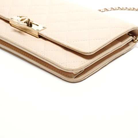CHANEL Caviar Chain Wallet Matelasse 28 Series 2019 Shoulder Bag beige WS26814
