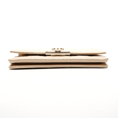CHANEL Caviar Chain Wallet Matelasse 28 Series 2019 Shoulder Bag beige WS26814