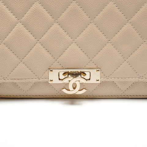 CHANEL Caviar Chain Wallet Matelasse 28 Series 2019 Shoulder Bag beige WS26814