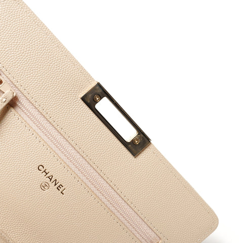 CHANEL Caviar Chain Wallet Matelasse 28 Series 2019 Shoulder Bag beige WS26814