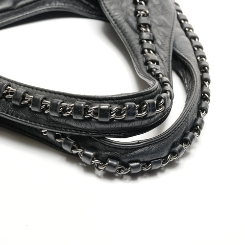 CHANEL Leather Chain Hobo Luxury No. 9 2004-2005 Shoulder Bag black WS26819