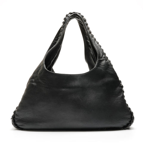 CHANEL Leather Chain Hobo Luxury No. 9 2004-2005 Shoulder Bag black WS26819