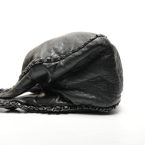 CHANEL Leather Chain Hobo Luxury No. 9 2004-2005 Shoulder Bag black WS26819