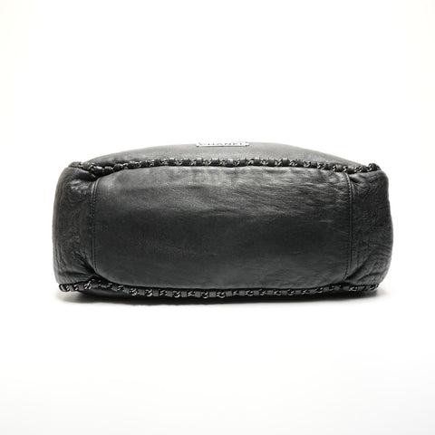 CHANEL Leather Chain Hobo Luxury No. 9 2004-2005 Shoulder Bag black WS26819