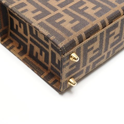 FENDI Zucca Canvas Vanity Mini Trunk 2-Way Handbag Brown WS26820