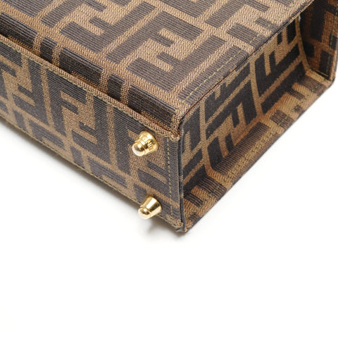 FENDI Zucca Canvas Vanity Mini Trunk 2-Way Handbag Brown WS26820
