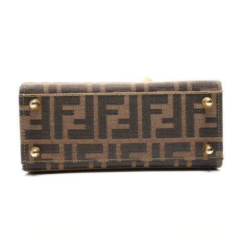 FENDI Zucca Canvas Vanity Mini Trunk 2-Way Handbag Brown WS26820