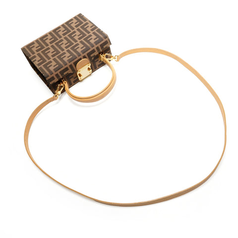 FENDI Zucca Canvas Vanity Mini Trunk 2-Way Handbag Brown WS26820