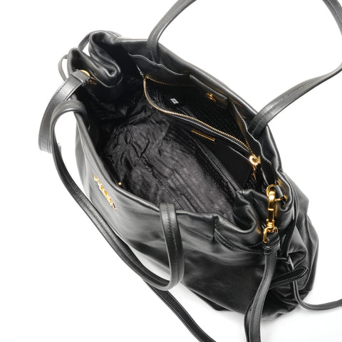 PRADA Leather tote 2-way Tote Bag black WS26823